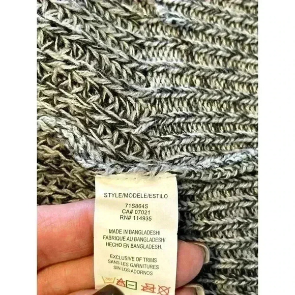 Retrod Cardigan Womens Faux suede elbow patches Open Front Grey Size M long hood - Picture 5 of 6